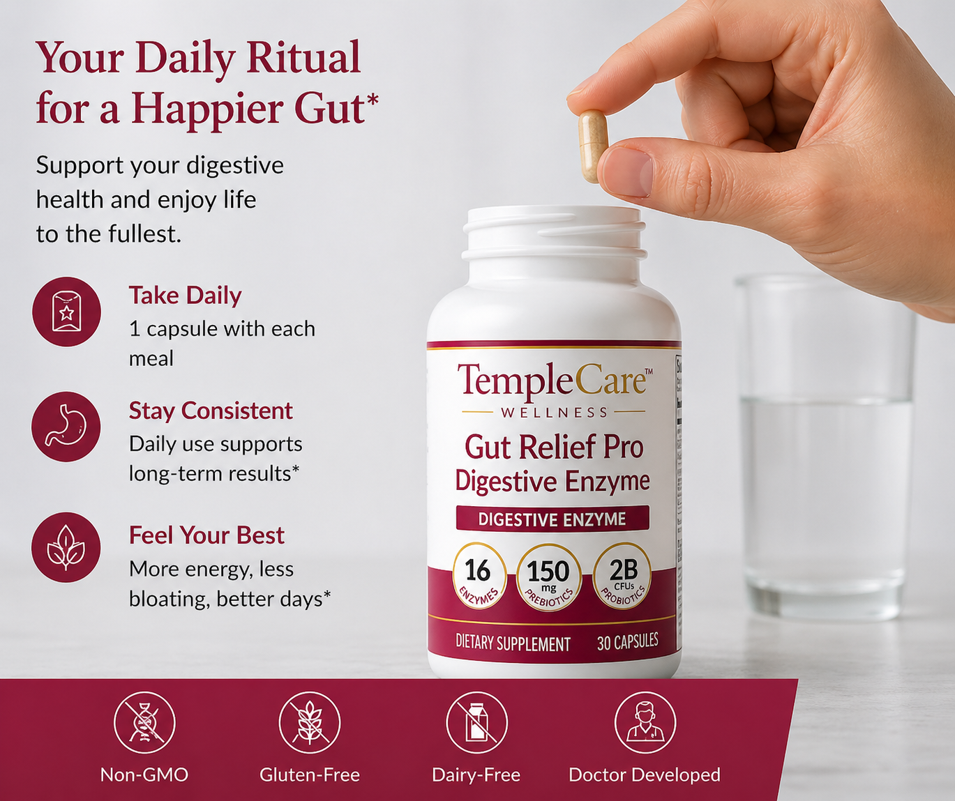 TempleCare™ Gut Relief Pro — Digestive Enzyme